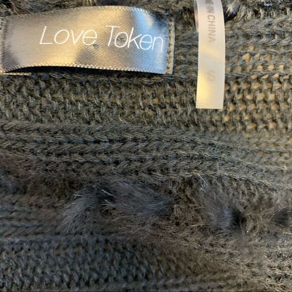 Love Token black rabbit fur high low asymmetrical vest with pockets size small - Picture 9 of 13